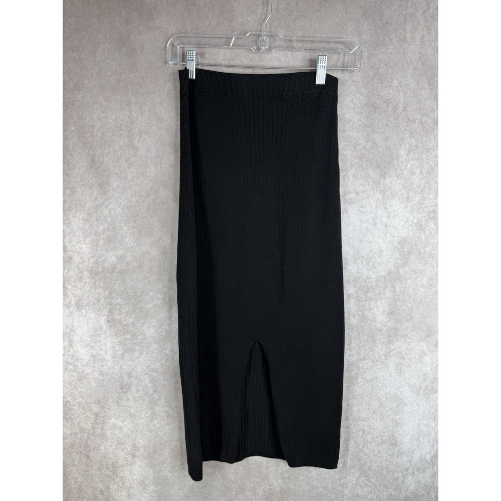 Free People Ribbed Knit Skyline Midi Pull On Skirt In Black Women's Size S